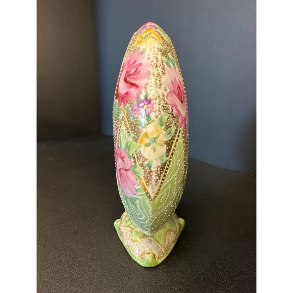 Antique Nippon Moriage Moon Vase Hand Painted - Picture 4 of 9